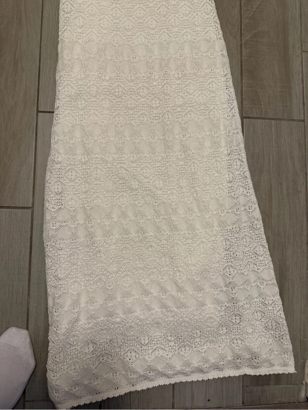 Abercrombie & Fitch White Lace Pointelle Maxi Dress